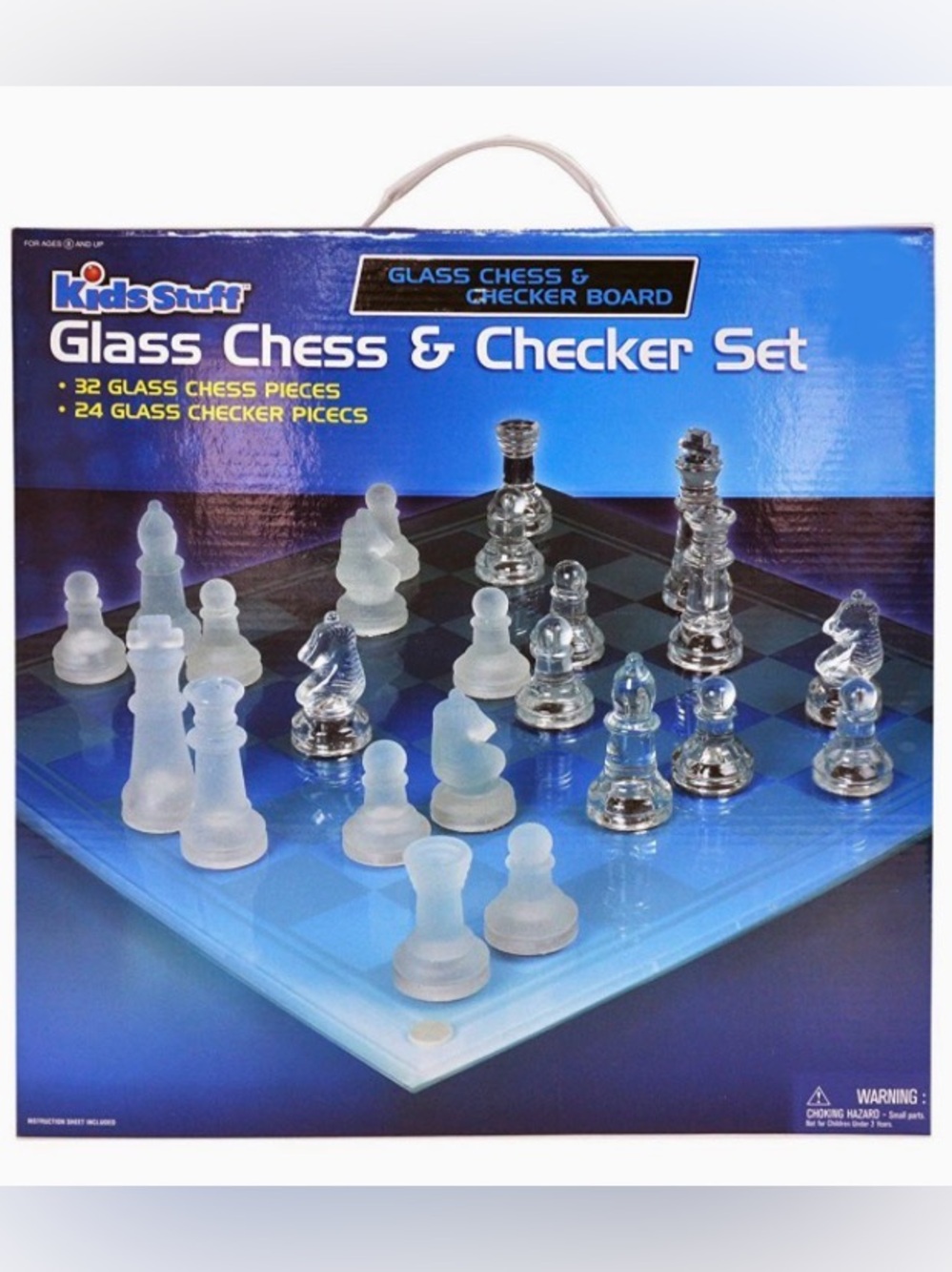 Kids Stuff Glass Chess & Checker Set, glass chess 24 glass checker pieces, NWT